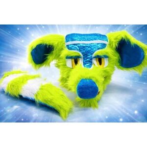 Handmade Neon Lime and Metallic Blue Dragon Canine Fursuit Partial